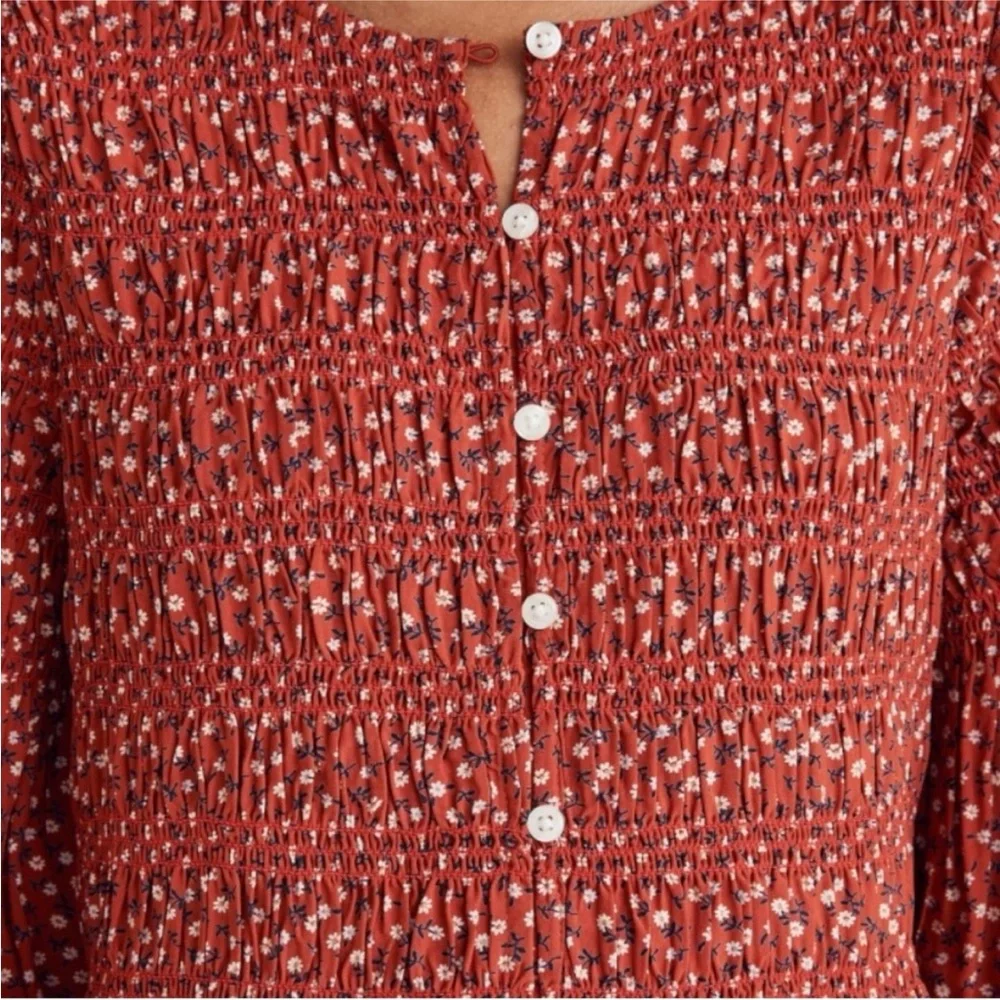 Madewell Red Floral Long Sleeve Dress - Picture 4 of 5